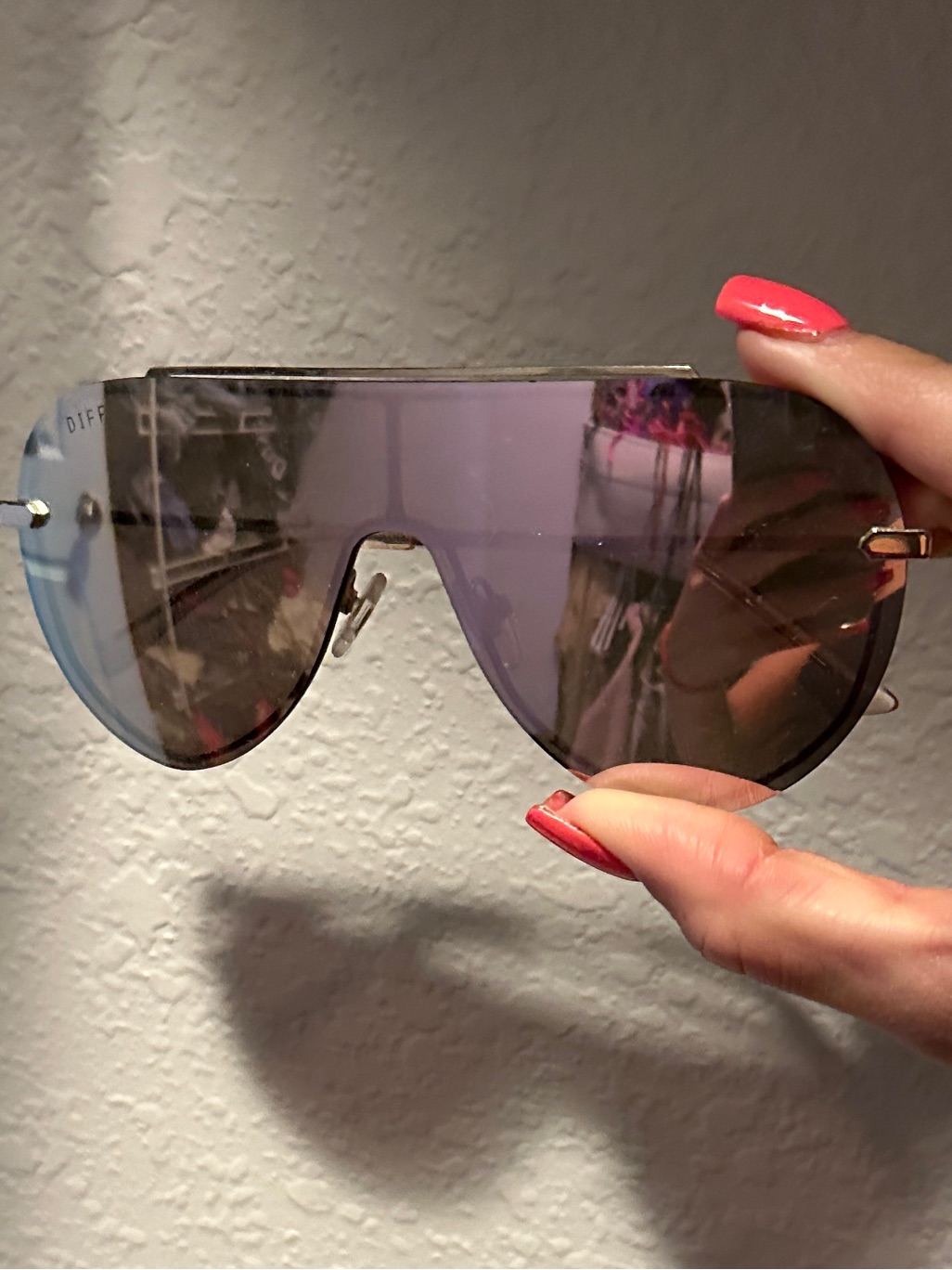 Mirrored Shield Aviator Diff Sunglasses In Gradient Silver-Purple